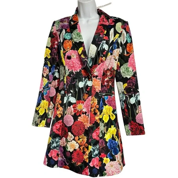 Alice & Olivia NWT Floral Multicolor Blazer Dress sz 2 women’s retail $550 - Picture 2 of 7